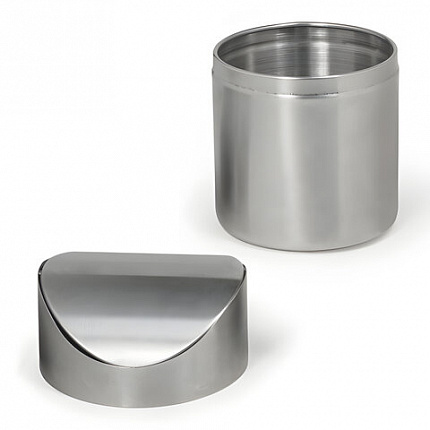 Урна настольная 1,2 литра для мусора с качающейся крышкой, d 12х16,5 см, нержавеющая сталь, LAIMA, 601618
