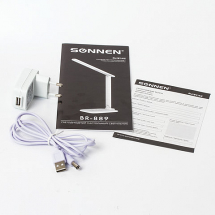 Настольная лампа-светильник SONNEN BR-889, на подставке, светодиодная, 8 Вт, белый, 236662