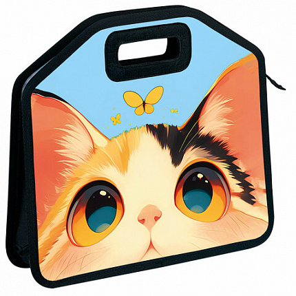 Папка-сумка ЮНЛАНДИЯ, 1 отделение, фетровые ручки, 34х30х11 см, "Cute catcher", 273379