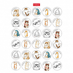 Наклейки бумажные для поощрения и оценки, НАБОР 4 листа, 115 наклеек, "Котики", HATBER, 4Н6н