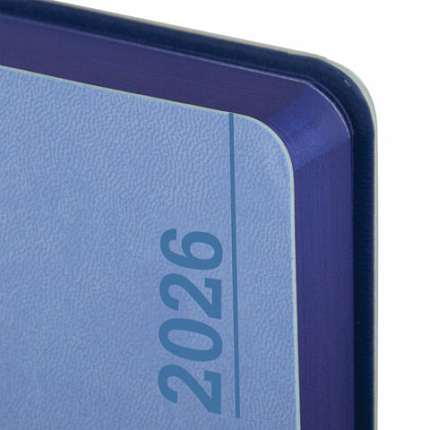 Ежедневник датированный 2026 А5 138x213 мм, BRAUBERG "Metropolis Mix", под кожу, гибкий, голубой, 117444