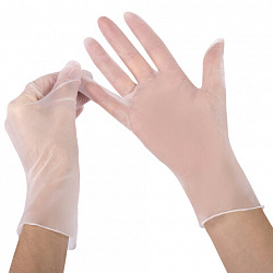 Перчатки виниловые смотровые 50 пар (100 штук), размер 9-10, XL (очень большой), прозрачные, SFM, Германия