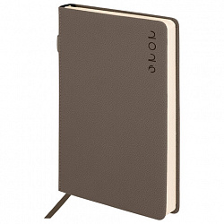 Ежедневник датированный 2026, А5, 138х213 мм, BRAUBERG "Essential", под кожу, держатель, серый, 117397