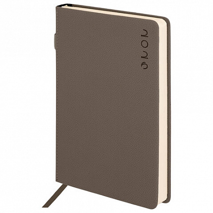 Ежедневник датированный 2026, А5, 138х213 мм, BRAUBERG "Essential", под кожу, держатель, серый, 117397