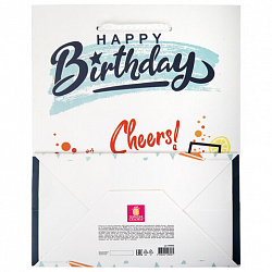 Пакет подарочный (1 штука) 18х10х23 см (M), "Happy Birthday", ассорти, глиттер, фольга, ЗОЛОТАЯ СКАЗКА, 700806