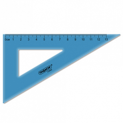 Треугольник пластиковый 30*13 см ПИФАГОР, тонированный, прозрачный, 210846