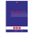Тетрадь А4 96 л., HATBER, спираль, клетка, матовая ламинация, тиснение, "Студенту_Синяя", 081327, 96Т4лтВ1сп29868