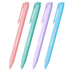 Ручка шариковая автоматическая BRAUBERG "TRIOS PASTEL COLOR", СИНЯЯ, корпус ассорти, пишущий узел 0,5 мм, линия письма 0,3 мм, 144496