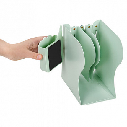 Подставка-держатель для книг и учебников BRAUBERG KIDS "Dino", с органайзером, раздвижная, металлическая, 238067