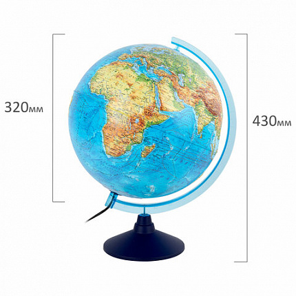 Глобус интерактивный + очки VR, физический / политический, GLOBEN, 32 см, рельефный, с подсветкой, INT13200290