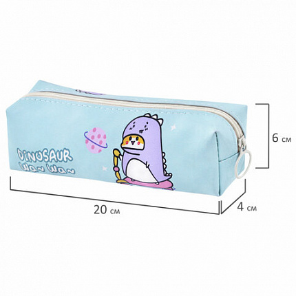 Пенал мягкий ПИФАГОР, 1 отделение, ПВХ, ассорти "Dinos", 20x6х4 см, 273823