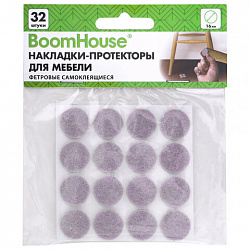 Накладки-протекторы для мебели ФЕТРОВЫЕ самоклеящиеся, d=16 мм, бежевые, КОМПЛЕКТ 32 шт., BOOMHOUSE (БУМХАУС), 701814
