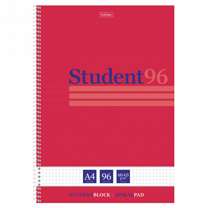 Тетрадь А4 96л. HATBER спираль, клетка, матовая ламинация, тиснение, Студенту_Viva Magenta, 081328, 96Т4лтВ1сп29869