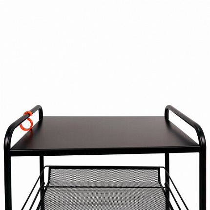 Этажерка офисно-бытовая "Ладья-33КС", 650х450х300 мм, 2 яруса + столик, металл, черная, Э 356 Ч