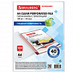 Папки-файлы перфорированные А4 BRAUBERG "STANDARD", КОМПЛЕКТ 100 шт., гладкие, 40 мкм, 229661