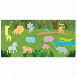 Наклейки обучающие тематические из EVA "Животные Африки", 20х40 см, многоразовые, ЮНЛАНДИЯ, 663770