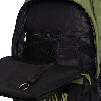 Рюкзак GRIZZLY школьный, анатомическая спинка, 2 отделения, для мальчиков, "RUN", хаки, 45х32х23 см, RU-530-6/3