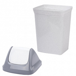 Ведро мусорное с КРЫШКОЙ (качающейся) 15 литров, "СВИНГ", 47х27х23 см, серое, IDEA, М 2462