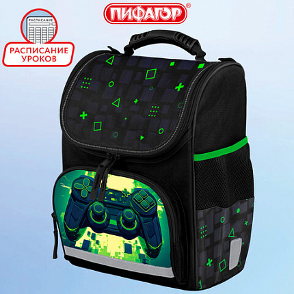 Ранец ПИФАГОР BASIC, 1 отделение, 3 кармана, эргономичная спинка, "Let's start", 35х28х18 см, 274423