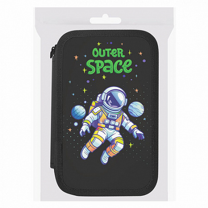 Пенал ПИФАГОР, 3 отделения, ламинированный картон, 19х11 см, "Outer space", 273488