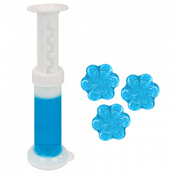 Диски гелевые, освежитель и очиститель для унитаза / писсуара, 8 дисков 44 г, LAIMA, "Океан", шприц, 609796