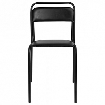 Стул для посетителей СМ 7/7-02, черный каркас, кожзаменитель черный, К-01, СМ 7/7-02 К-01