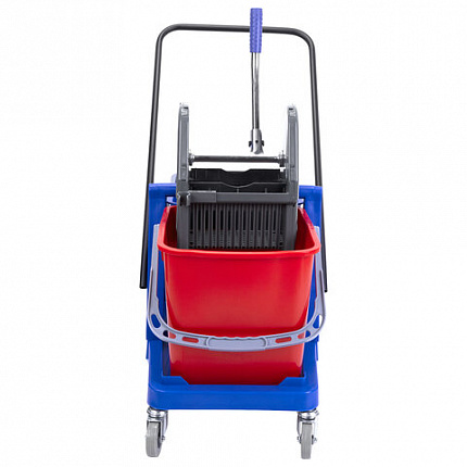 Тележка уборочная BRABIX, 2 съемных ведра 23 л, механический отжим, пластиковый каркас, 606659