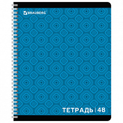 Тетрадь А5, 48 л., BRAUBERG, гребень, клетка, обложка картон, МОНОХРОМ 2, 402046