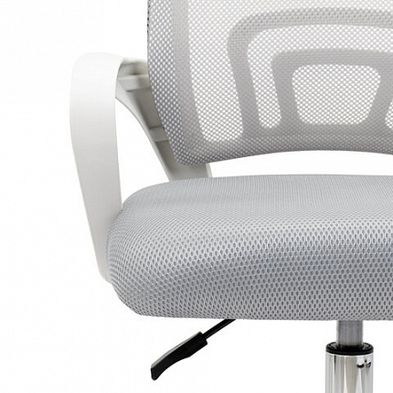 Кресло CROMEX (КРОМЕКС) "Top CH-695W", с подлокотниками, пластик белый, сетка/ткань TW, серое, 533067