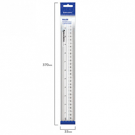 Линейка пластиковая 30 см, BRAUBERG, с держателем, прозрачная, европодвес, 210303