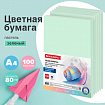 Бумага цветная BRAUBERG, А4, 80 г/м2, 100 л., пастель, зеленая, для офисной техники, 112444