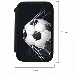 Пенал ПИФАГОР, 3 отделения, ламинированный картон, 19х11 см, "Ball kick", 272253