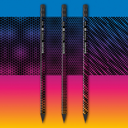 Карандаш чернографитный BRAUBERG "RHOMBUS", 1 шт., HB, с ластиком, корпус ассорти, 181755