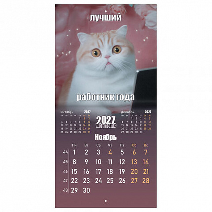 Календарь настенный перекидной 2027 г., BRAUBERG, 12 листов, 21,4х21,4 см, МИНИ, "Vibe meme", 118438