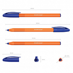 Ручка шариковая масляная ERICH KRAUSE "U-108 Orange" СИНЯЯ, корпус оранжевый, узел 1,0 мм, линия письма 0,3 мм, 47582