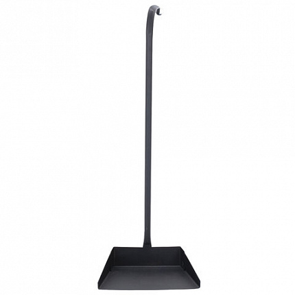 Совок для мусора 28х19см металл, ПРОЧНЫЙ высокая Г-образная ручка 75см, порошковый окрас, темно-серый, дом, офис, улица, ГРАНДМАСТЕР, 700351