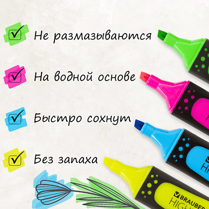 Набор текстовыделителей BRAUBERG 4 шт., АССОРТИ, "EXTRA", прорезиненный корпус, линия 1-5 мм, 151746