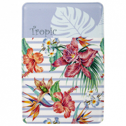 Обложка-карман для проездных документов, карт, пропусков "Tropic", 100х65 мм, ПВХ, фотопечать ассорти, STAFF, 237595