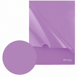 Папка-уголок жесткая, непрозрачная, А4, цвет лиловый, 0,15 мм, BRAUBERG PASTEL, 272890