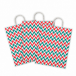 Крафт-пакет бумажный "Зигзаг" 26х15х35 см, с кручеными ручками, плотность 100 г/м2, белый, 113211