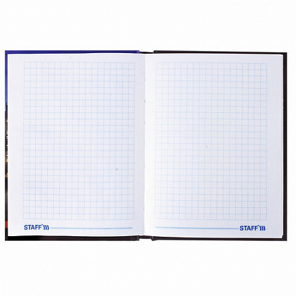 Блокнот МАЛЫЙ ФОРМАТ 110х147 мм А6, 80 л., твердый переплет, ламинированная обложка, клетка, STAFF, "Офисный", 121628