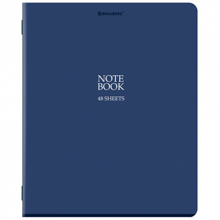 Тетрадь А5, 48 л., BRAUBERG, скоба, клетка, SoftTouch, "NoteBookMono", (микс в спайке), 405325