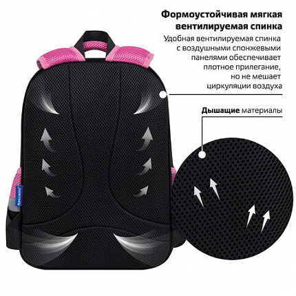 Рюкзак BRAUBERG FAVOUR, 2 отделения, 3 кармана, "Сонный котик", 40х29х15 см, 272058