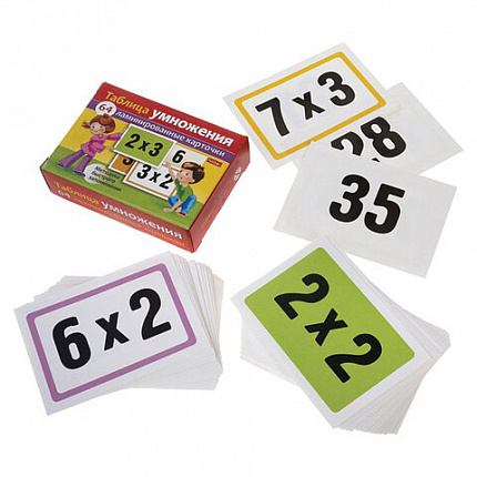 Пособия для детей "Таблица умножения" 64 карточки, 60х85 мм, HATBER, НП_19209