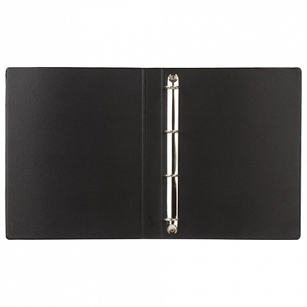 Папка на 4 кольцах BRAUBERG, картон/ПВХ, 35 мм, черная, до 250 листов (удвоенный срок службы), 221483