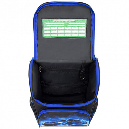 Ранец ПИФАГОР BASIC, 1 отделение, 3 кармана, эргономичная спинка, "Lightning car", 35х28х18 см, 274422