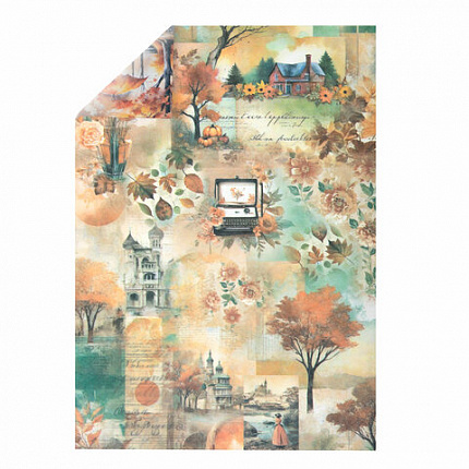 Бумага для скрапбукинга 15х21 см "Осень", двусторонняя, 12 листов, 240 г/м2, ОСТРОВ СОКРОВИЩ, 665446