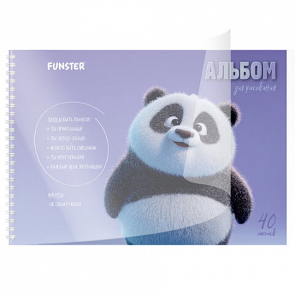 Альбом для рисования, пластиковая обложка, А4 40 л., гребень, FUNSTER (ФАНСТЕР), 210х297 мм, АССОРТИ (8 видов), 107684