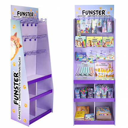 Стойка напольная для размещения товара FUNSTER, 180x60x40 см, 3 полки, 16 крючков, 507854