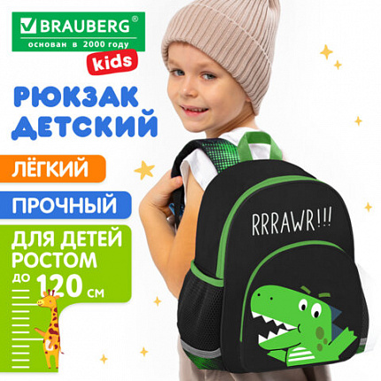 Рюкзак BRAUBERG KIDS PLAY детский, 1 отделение, 3 кармана, "Dino rawr", 29х23х12 см, 274430